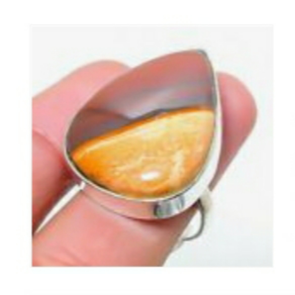 Unisex Mookaite Gemstone Ring, adjustable size